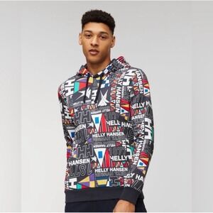 Helly Hansen Hoodie Mens XL Multi Color Excellent Nautical Flag All Over Print
